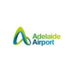 Image: green and blue stylised letter A with the words 'Adelaide Airport'